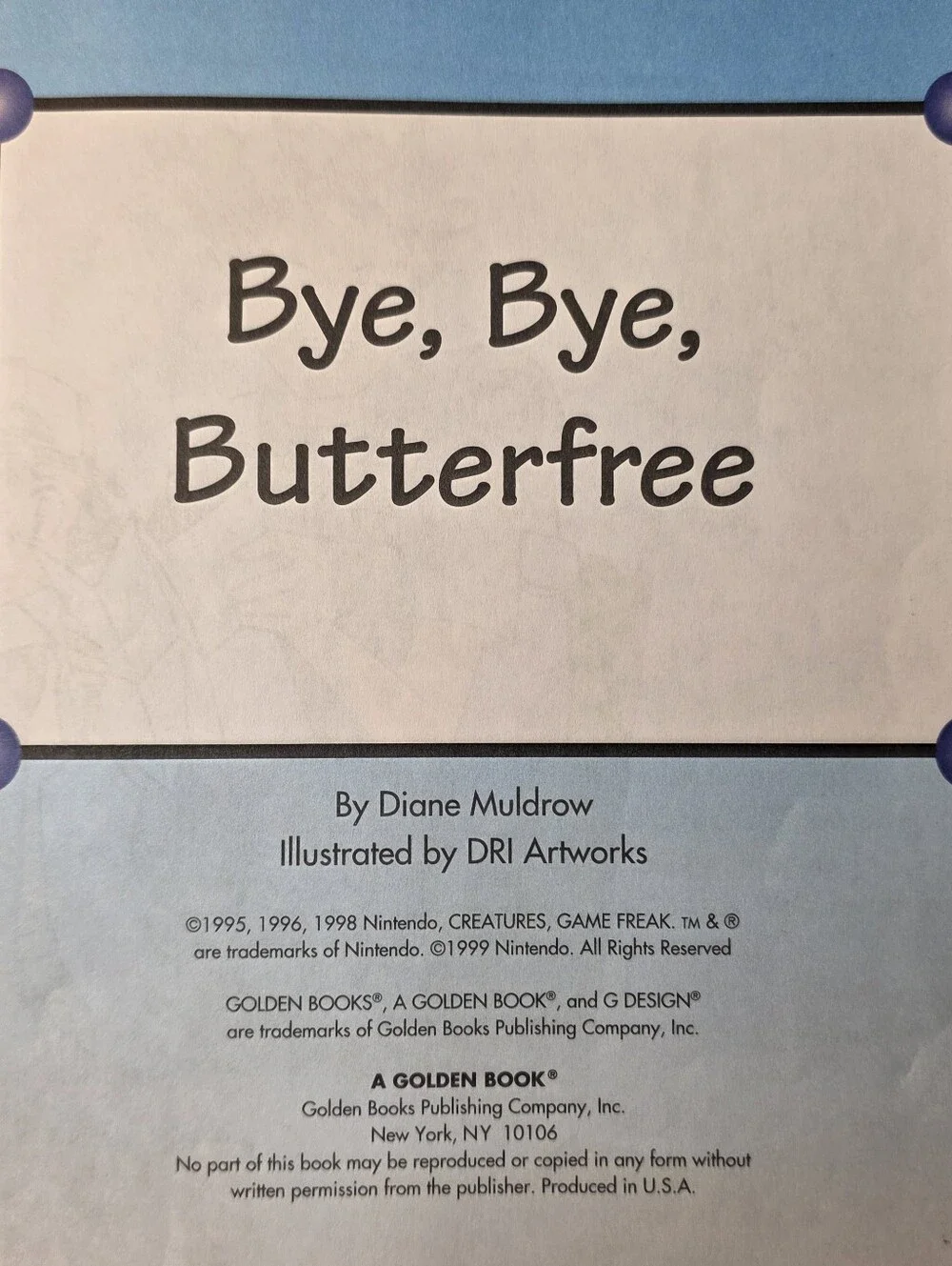 Pokemon Adventures Series #1 Bye Bye Butterfree Vintage Golden Books Paperback